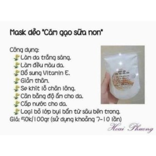 Bột cám gạo sữa non handmade gói 100g