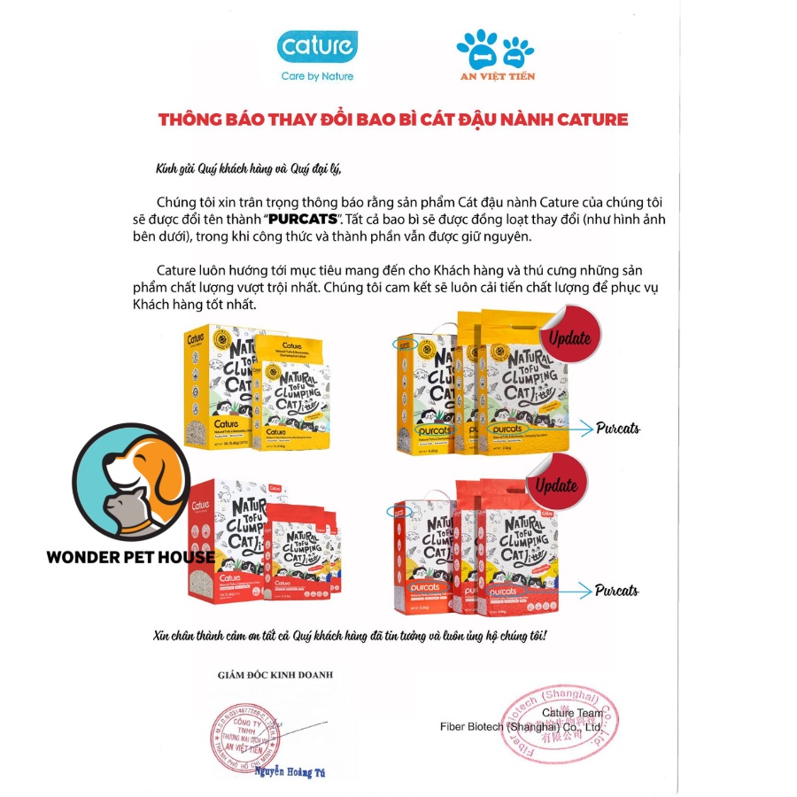 [Hỏa Tốc] Cát đậu nành hữu cơ Cature 7L Tofu cho mèo cao cấp siêu vón khử mùi