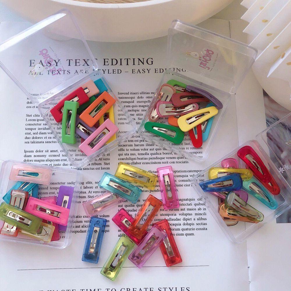 Kẹp Tóc Bằng Nhựa Acrylic Hình Vuông / Giọt Nước Dễ Thương