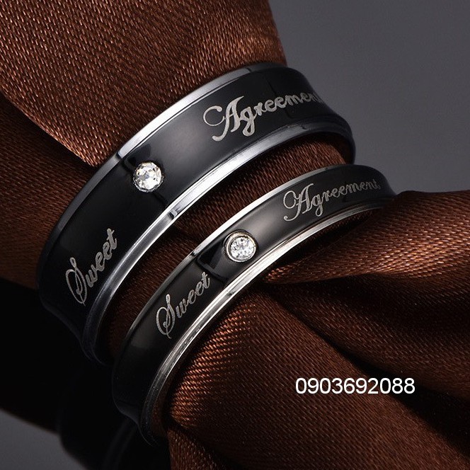 Nhẫn cặp tình nhân INOX đính đá Sweet Agreement N72