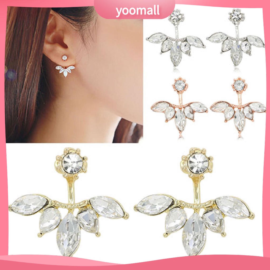 Khuyên tai hình chiếc lá đính đá phong cách thanh lịch dành cho nữ