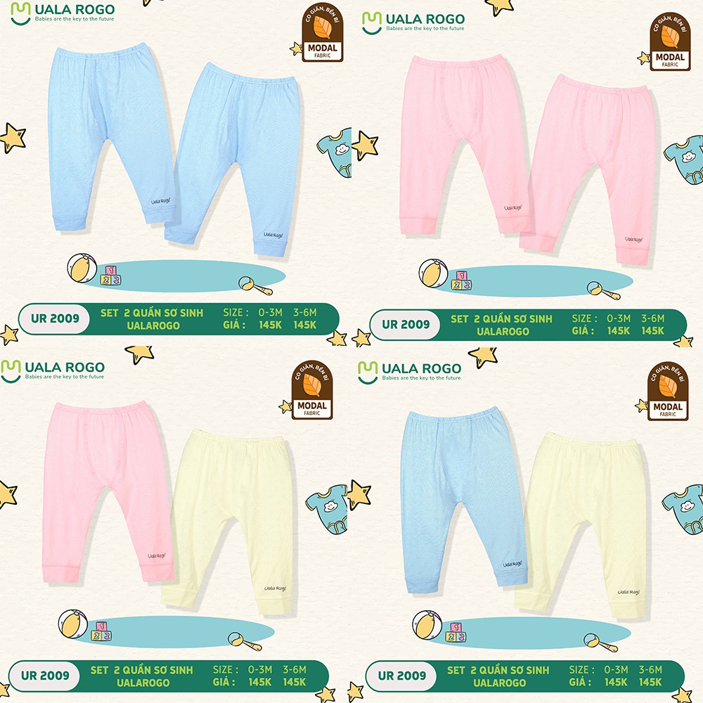 Set 2 quần dài sơ sinh Uala Rogo UR2009