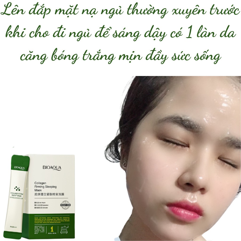 Mặt nạ ngủ collagel dưỡng ẩm trắng da thạch cấp nước BIOAQUA nội địa trung hộp 20 gói