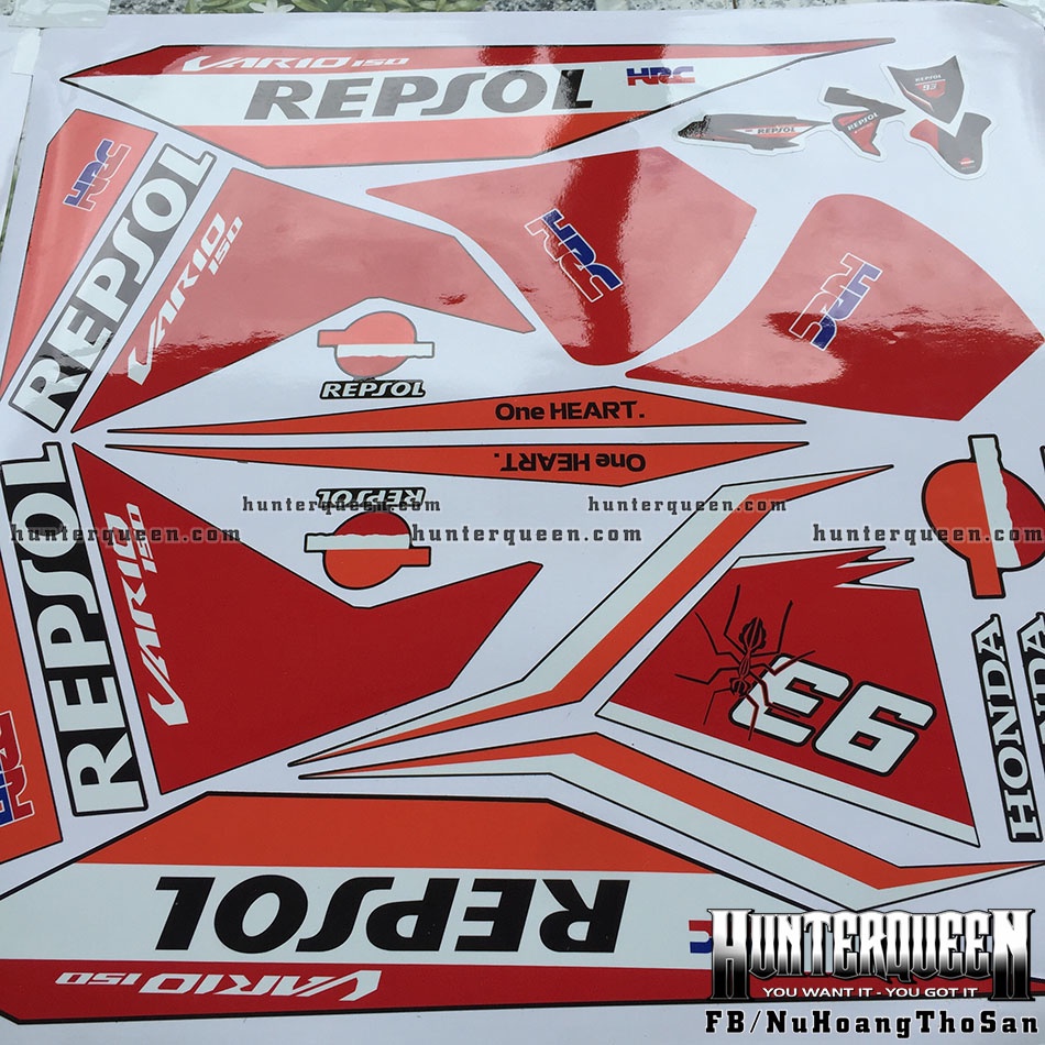 Tem rời Vario 2015 Repsol.Thay đổi màu sắc và chi tiết theo yêu cầu. Sắc nét, bền màu