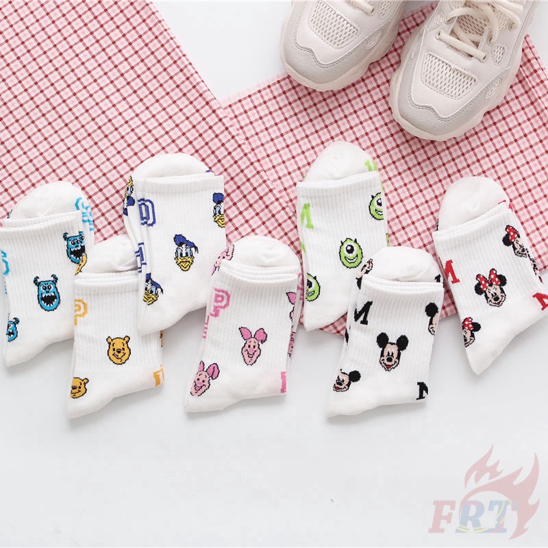 ❣️1 Cặp Vớ cotton Dài Đến Đầu Gối In Hình mickey / minnie / don / piglet / winnie / james / mike Hoạt Hình disney❣️Vớ Bông Hoạt Hình Vớ unisex