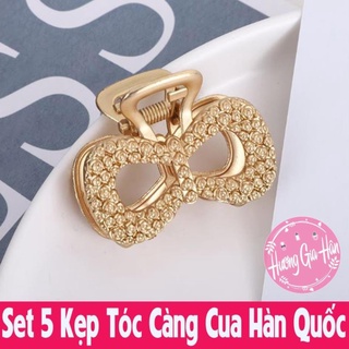 Set 5 Kẹp Tóc Càng Cua Hàn Quốc Màu Vàng Hot Trend Siêu Xinh Cute - Bộ 5 Món Kẹp Tóc, Sét Cặp Tóc [Thanh Mai Shop]