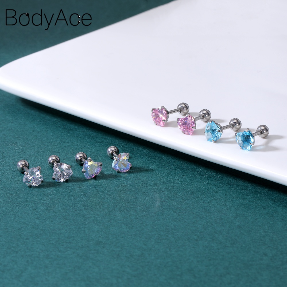 Set 4 Đôi Khuyên Tai Inox Đính Đá Pha Lê Xanh Lam Thời Trang