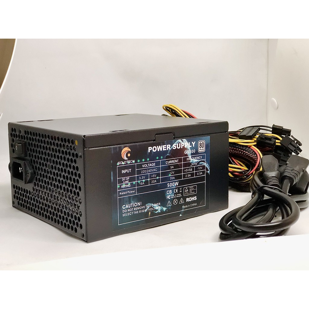 Nguồn máy tính Goldtech GS500 CST Power Supply có nguồn phụ chiến các loại game, bảo hành chính hãng 36 tháng