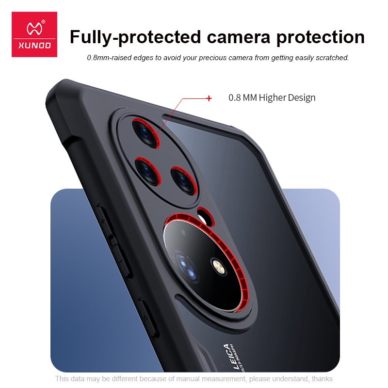 Ốp điện thoại XUNDD chống sốc màu trong suốt cho Huawei P50 Pro P50