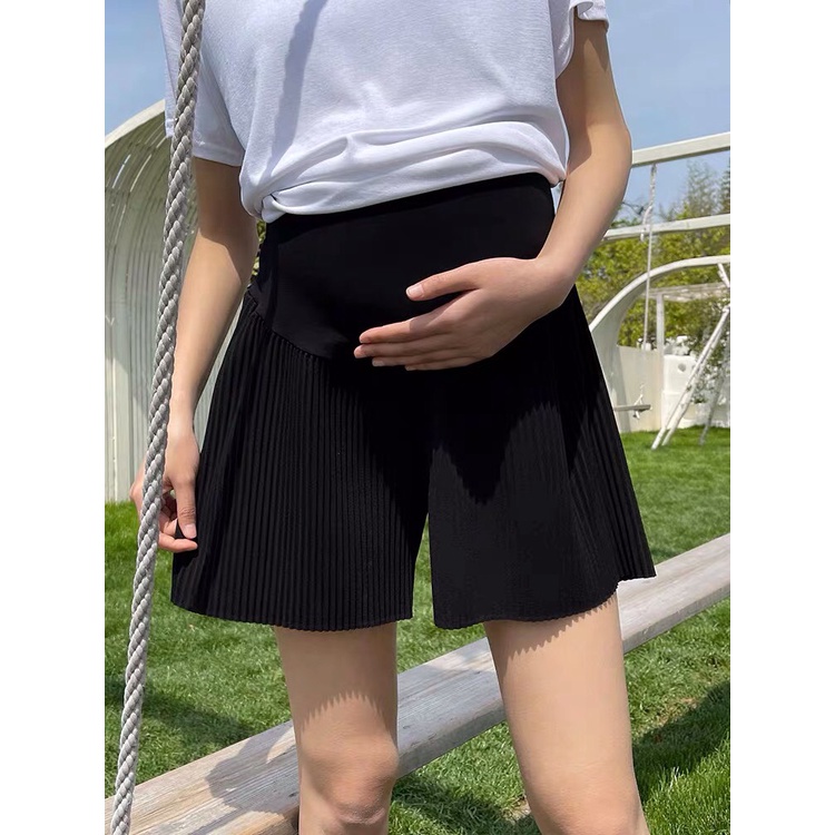 Bigsize 85kg Quần shorts quần sooc bà bầu ống rộng xếp ly mới mùa hè phong cách hàn quốc thoáng mát M1295