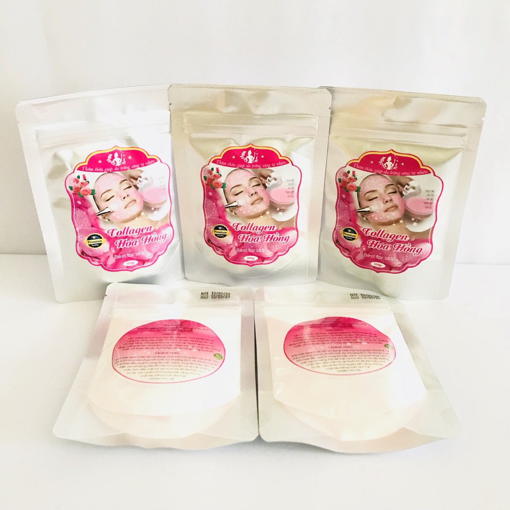 Bột đắp mặt nạ collagen hoa hồng tươi cao cấp chính hãng gói 100g, bột đắp mặt nạ thiên nhiên cao cấp  - MCH