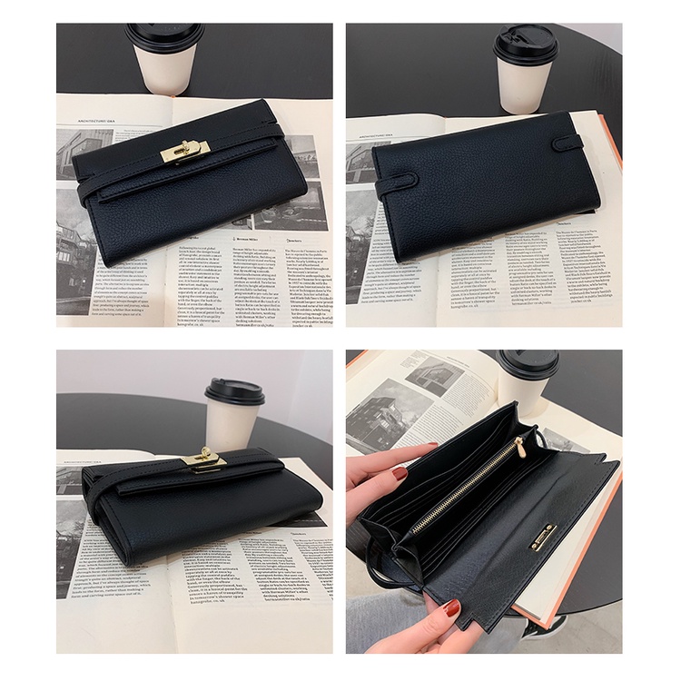 Ví Dài Đựng Thẻ Có Khóa Họa Tiết Vỏ Quả Vải Thời Trang Âu Mỹ Dành Cho Nữ