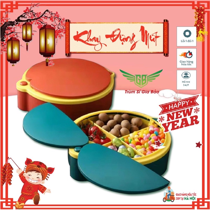 Khay đựng bánh kẹo tết 2023 sang chảnh, hộp để mứt Tết và các loại hạt hình bọ cánh cứng.