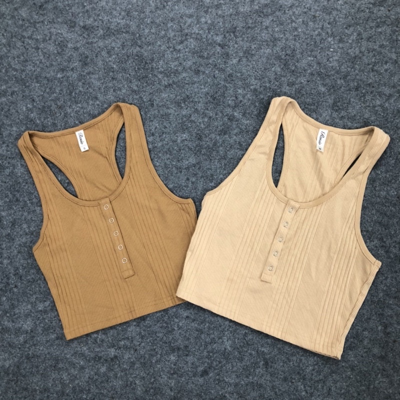 Áo ba lỗ croptop cotton co giãn hàng xuất xịn