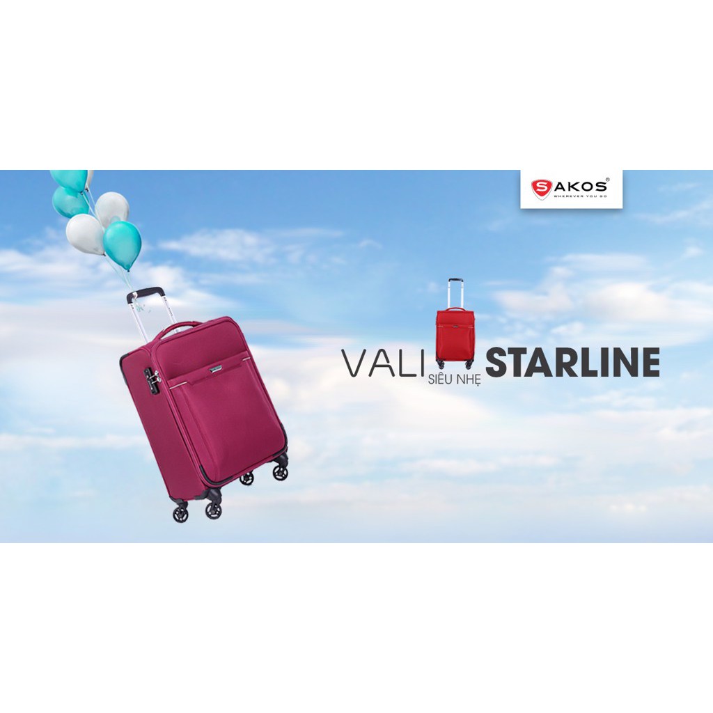 Vali SAKOS siêu nhẹ- Starline 6 ( 24 ING-2.7kg) CHÍNH HÃNG