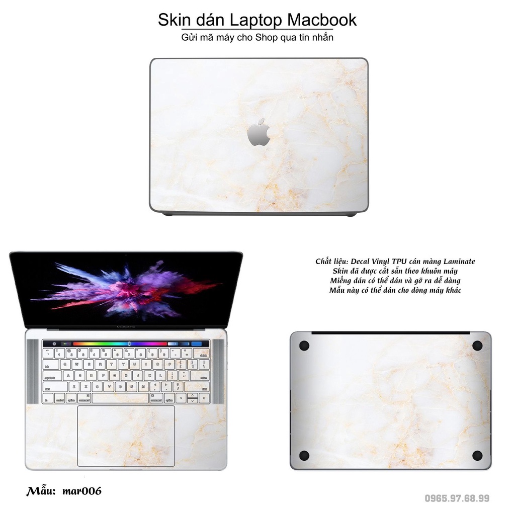 Skin dán Macbook mẫu vân Marble (đã cắt sẵn, inbox mã máy cho shop)