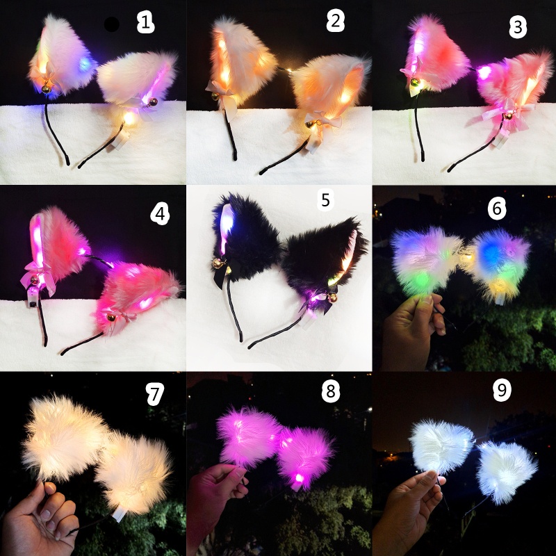 Băng Đô Cài Tóc Hình Tai Thú Phát Sáng Dễ Thương