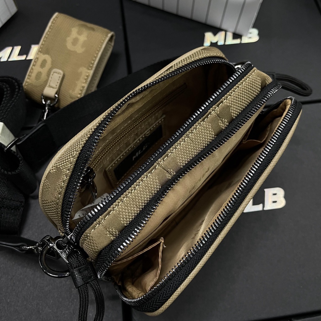 ✅ [ FELIX CHUẨN 1:1] Túi MLB Monogram Nylon Jacquard Mini Crossbody Bag Boston Red Sox Brown 3ACRS011N-43BGD | ẢNH THẬT