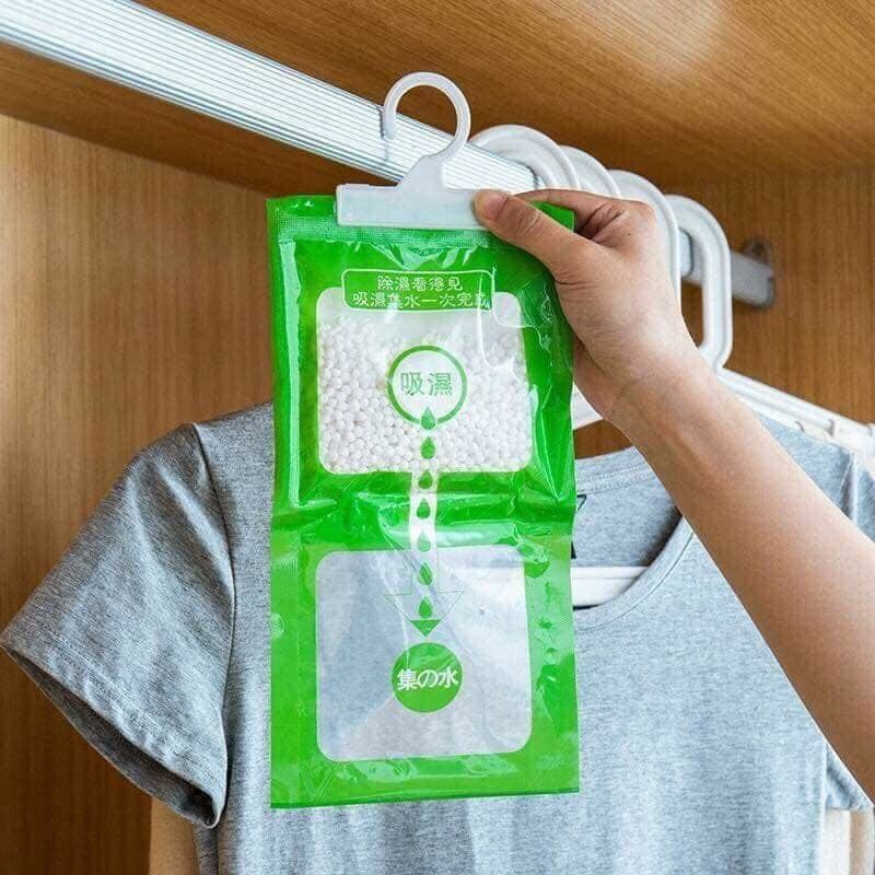 Túi Hút Ẩm Chống Nấm Mốc Có Móc Treo Tủ Quần Áo Hoặc Phòng Kín - Túi Chống Ẩm 2 Ngăn ,Treo Tủ Khử Mùi Ẩm Mốc