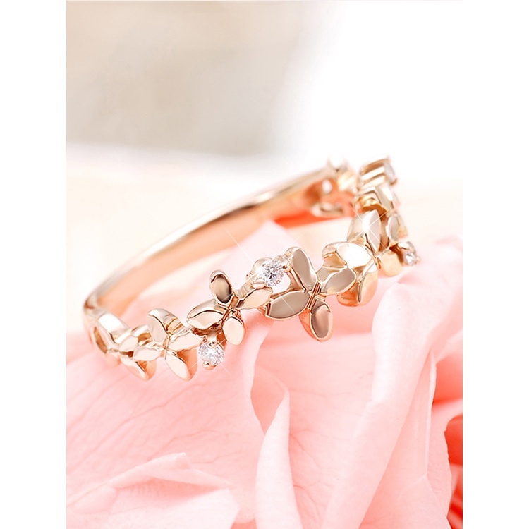 Nhẫn Hình Hoa Màu Bạc/Vàng Hồng Thời Trang Cho Nữ