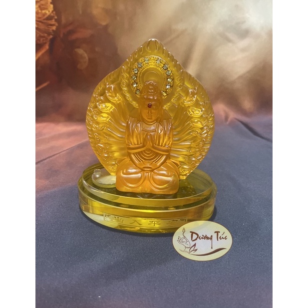 Tượng Phật Di Đà - Quan Âm - Chuẩn Đề ( tượng lưu ly ) hai mặt để xe hơi - ô tô