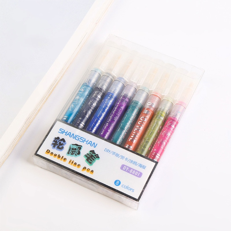 Set 8 / 12 Bút Đánh Dấu Hai Đầu Vẽ Phác Thảo Thẻ Trang Trí Nghệ Thuật