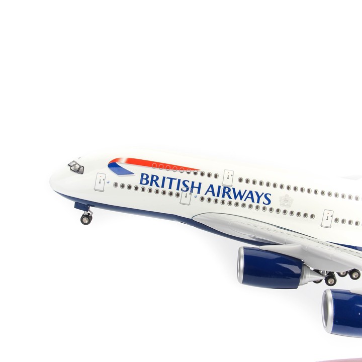 Mô hình máy bay lắp ráp có đèn led British Airways Airbus A380 47cm Everfly