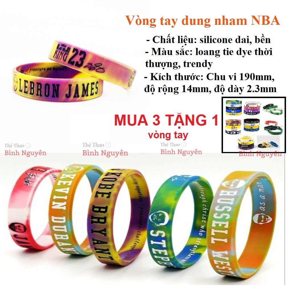 Vòng tay bóng rổ dung nham NBA chất liệu silicone bền đẹp Curry Kyrie Irving Kobe Bryant Lebron James Rose thời trang///