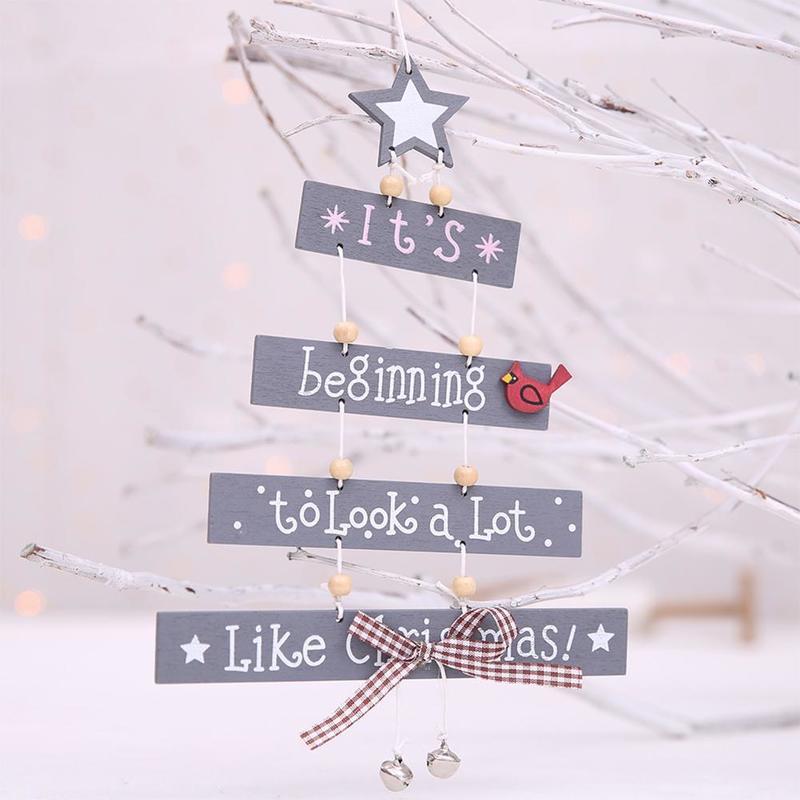 Christmas Tree Wooden Pendants Decoration/ Xmas  Tree Ornament Hanging Pendant/ Christmas New Year Gifts Party Supplies Holiday Decorations