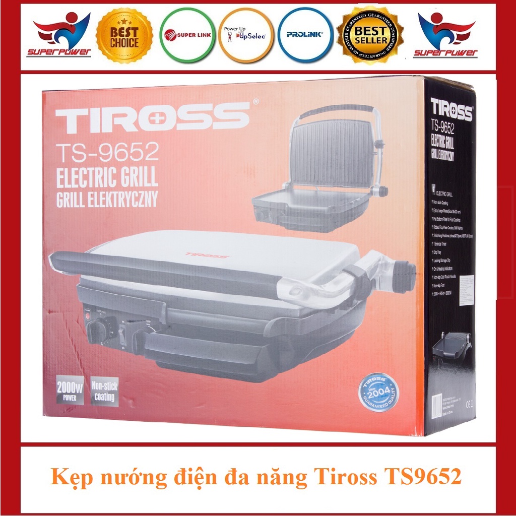 [Mã 254ELSALE giảm 7% đơn 300K] Kẹp nướng điện đa năng Tiross TS9652,TS9653,TS9654,TS965