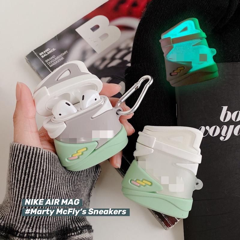 vỏ bao bảo vệ tai nghe không giây hình đôi giày phát sáng xanh đẹp ( vỏ bao dành cho tai nghe ap1/2,appro)