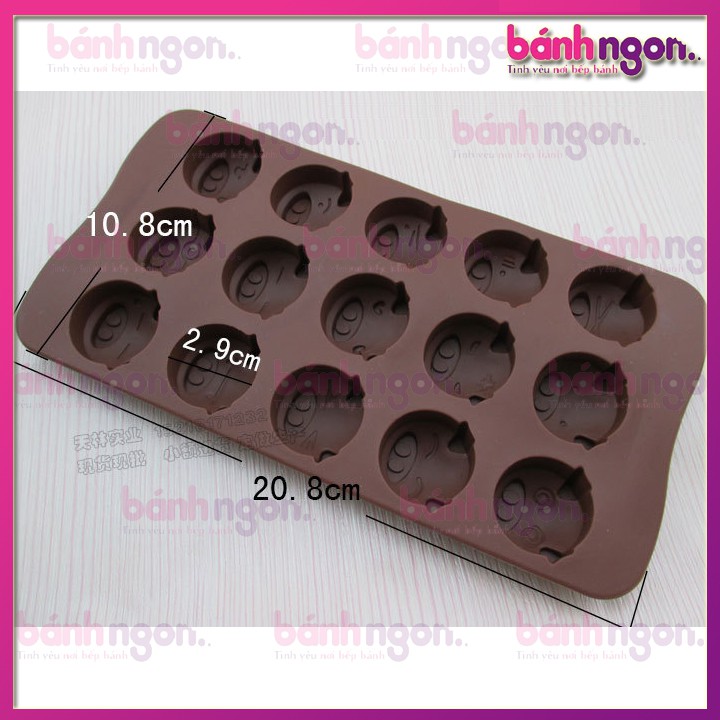 Khuôn silicon 15 mặt heo biểu cảm
