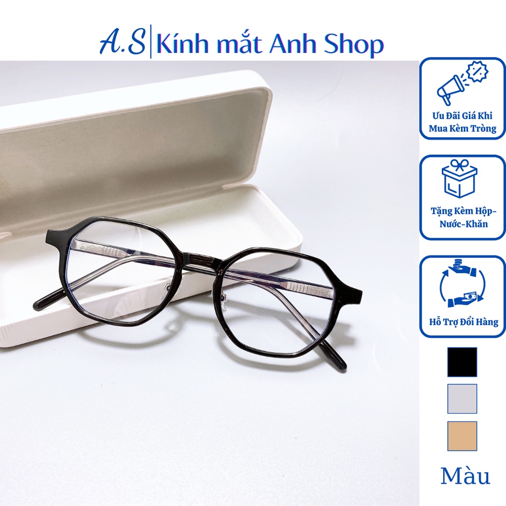 Gọng kính vuông lục giác nhỏ cao cấp chất liệu nhựa chân kính kim loại nhiều màu sắc K9035