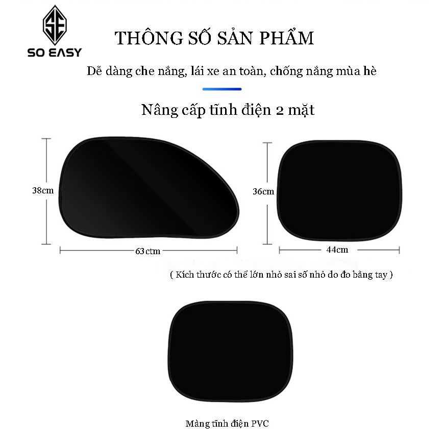 Bộ 02 tấm,miếng che nắng phim cách nhiệt dán trực tiếp kính bên,kính trước,kính lái dành cho xe hơi, xe ô tô, xe tải