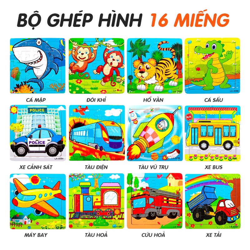 Bộ ghép hình thông minh bằng gỗ 16 miếng 002