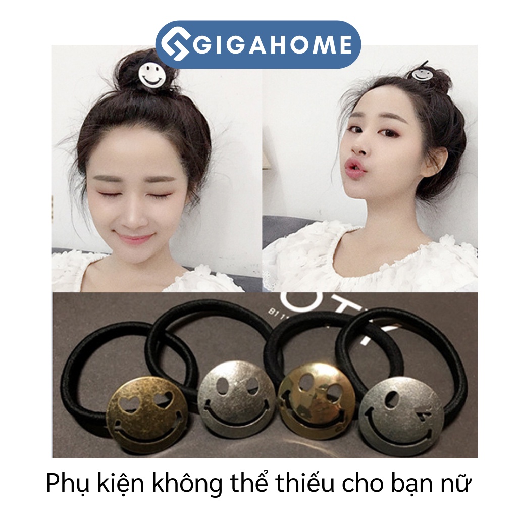 Dây Cột Tóc Họa Tiết Mặt Cười Đơn Giản GIGAHOME Cho Các Bạn Nữ 5992