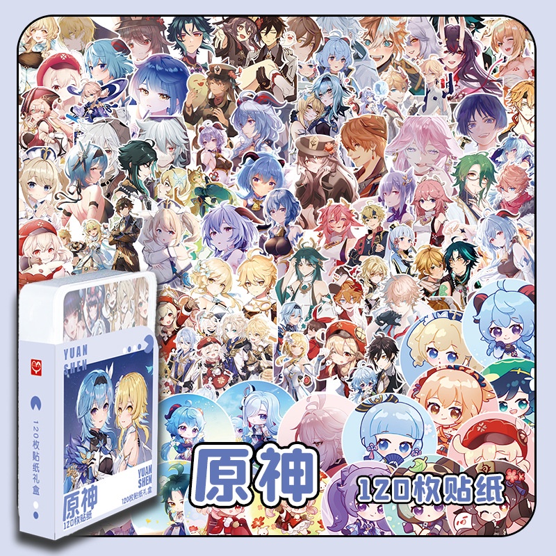 Sticker genshin impact hộp cứng 120 chiếc size to