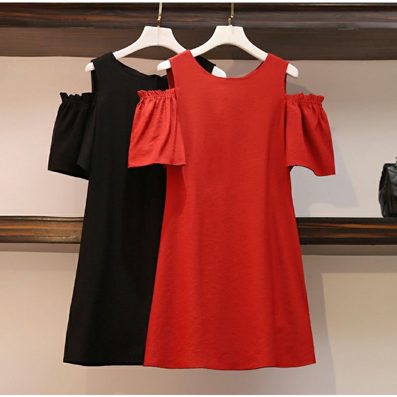 Đầm suông công sở đầm suông đầm oversize khoét vai thời trang Hàn Quốc