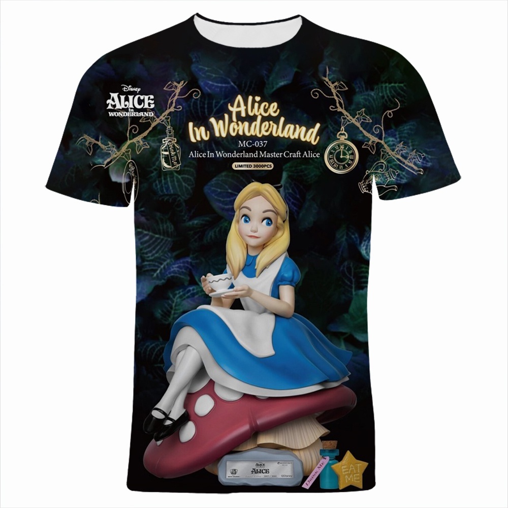 Áo Thun Tay Ngắn in Hình Alice in Wonderland 2023 Thời Trang Mùa Hè 2023