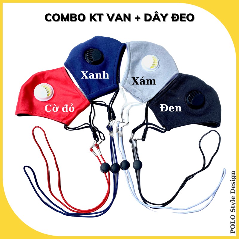 Khẩu trang vải Polyester có Van thở POLO Style - Chống giọt bắn, đeo không đau tai, sử dụng ít nhất 6 tháng