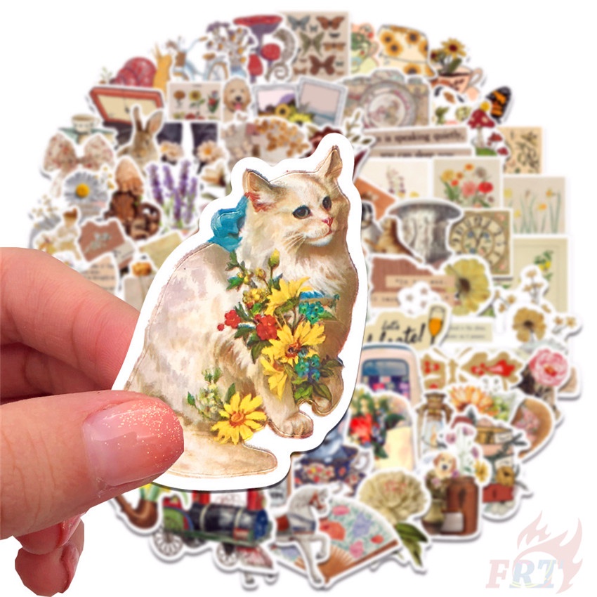 Bộ 100 Cái/Bộ ❉ Miếng Dán Trang Trí Phong Cách Retro Độc Đáo ❉ Miếng Dán Trang Trí Đa Năng Diy Thời Trang