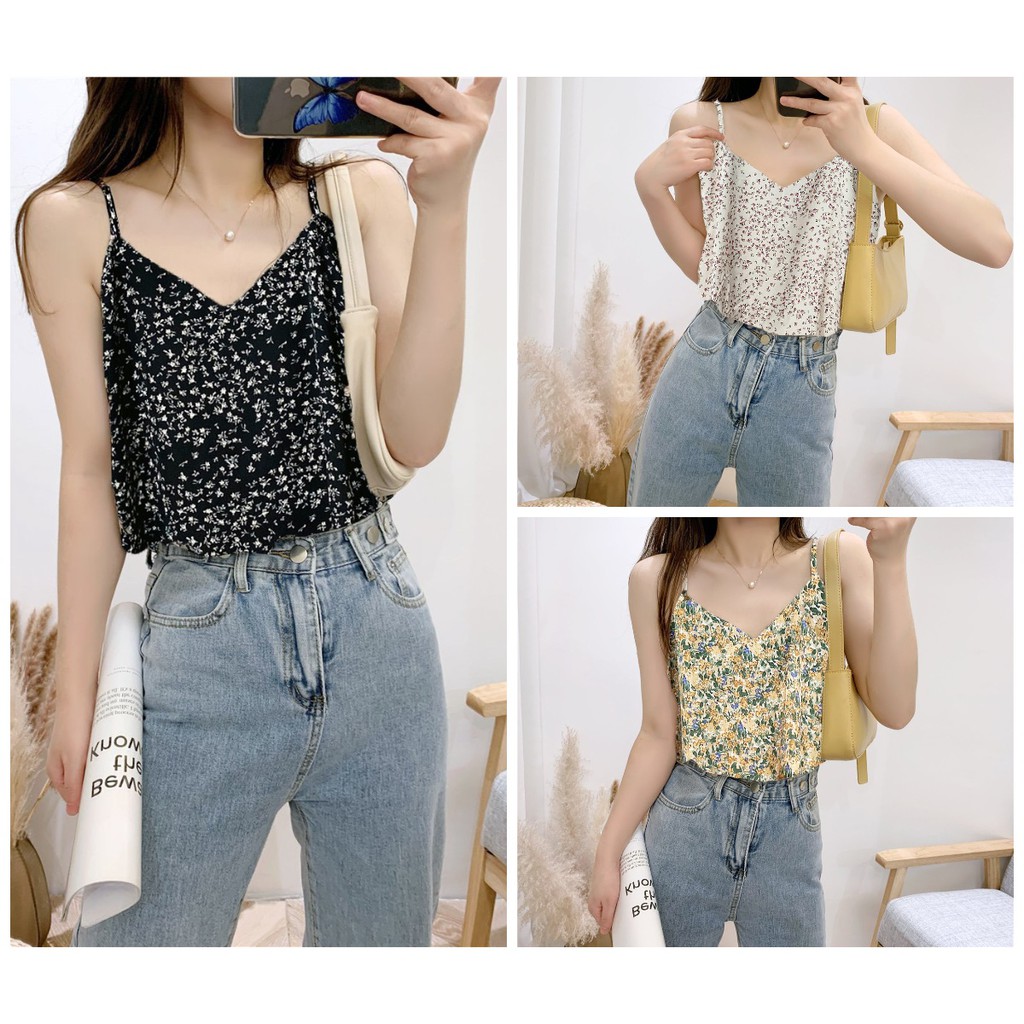 [Mã FAMAYWA giảm 10K đơn 50K] Áo 2 dây vintage - Áo hai dây hoa nhí chất voan Nhật - Áo hai dây nhiều màu HD09 | BigBuy360 - bigbuy360.vn