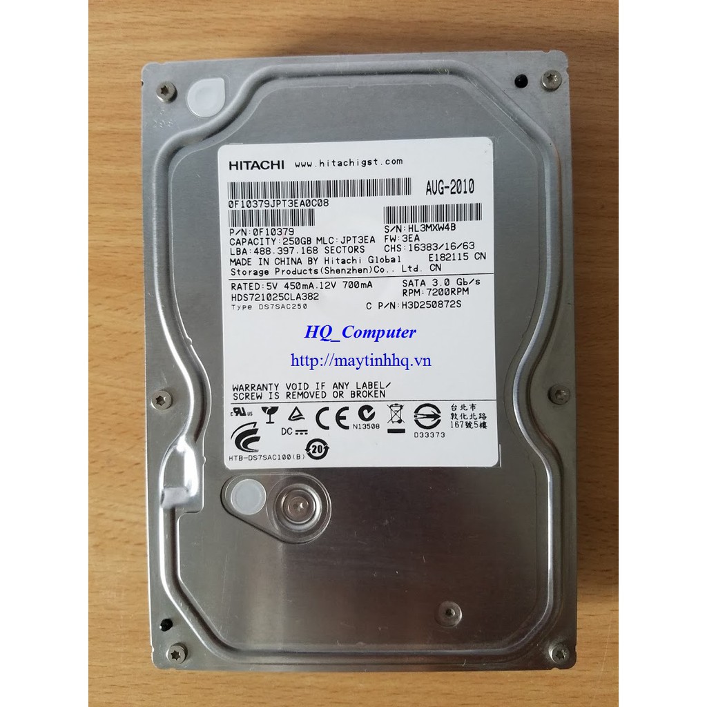 Ổ Cứng HDD  250GB Đã Cài Sẵn for PC DESKTOP
