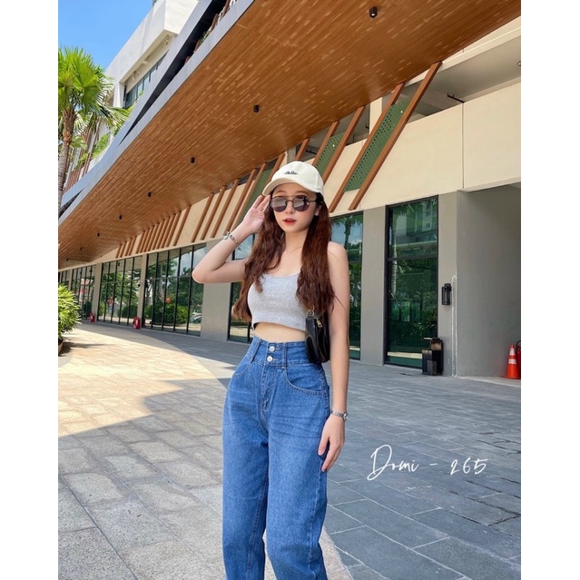 Quần baggy 2 nút lưng cao dài 95cm