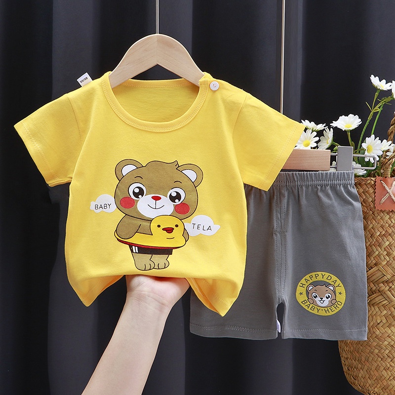 Bộ Đồ Ngủ Ngắn Tay In Hoạt Hình Khủng Long Thời Trang Mùa Hè 2022 Cho Bé