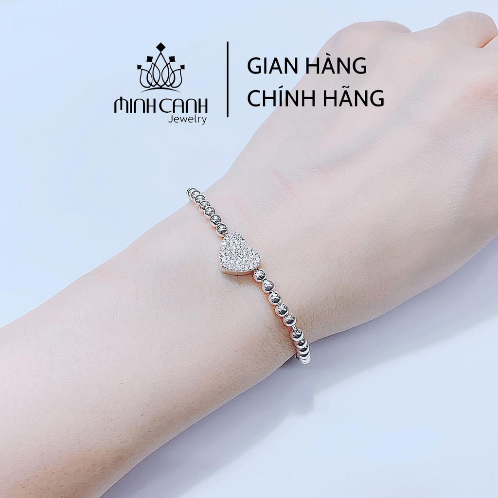 Lắc Tay Bi Bạc Mix Họa Tiết Trái Tim Đính Đá - Minh Canh Jewelry
