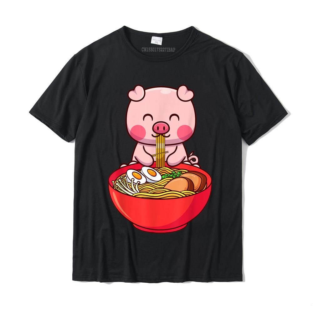 Kawaii Anime Pig Dễ Thương Otaku Nhật Bản Ramen Mì Ngộ nghĩnh Áo Thun Cotton Nam Áo Sơ Mi Độc Đáo Ph