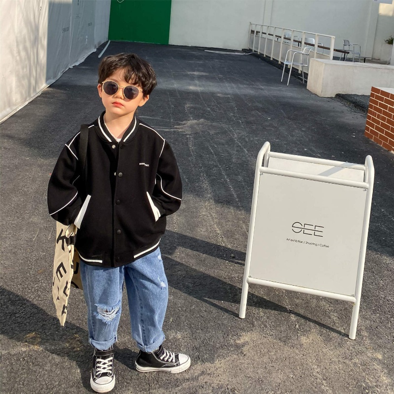Áo Khoác Bóng Chày Phối Màu Tương Phản Thời Trang Mùa Xuân Cho Bé Trai