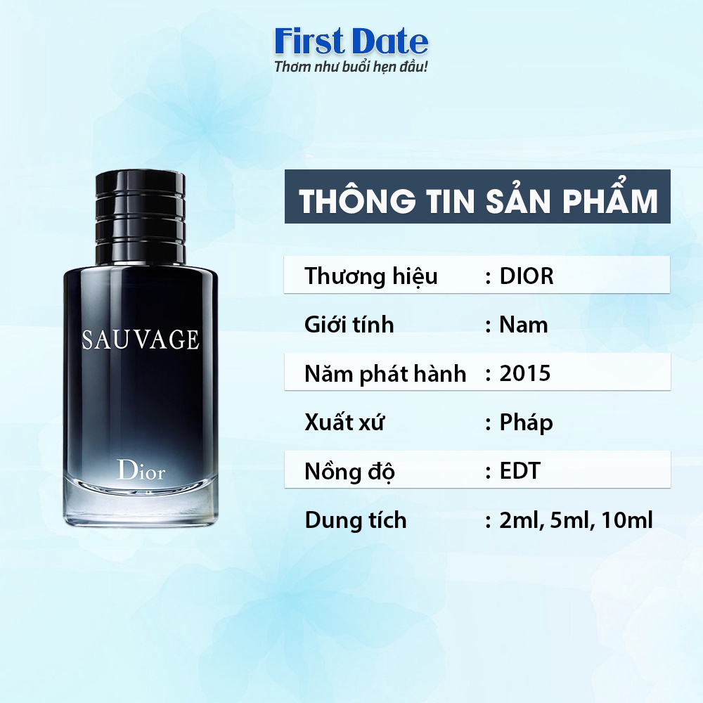 Nước Hoa Nam Dior Sauvage EDP Nam tính Mạnh mẽ Cuốn hút Thơm Lưu hương lâu 8 - 10 giờ - First Date