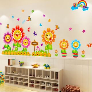 Decal dán tường chân tường hoa mặt trời